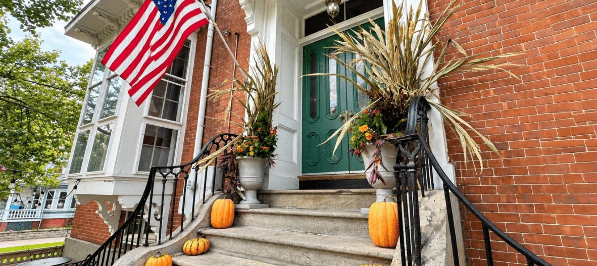 Christopher Dodge House decorated for fall