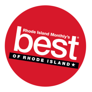 Rhode Island Monthly's Best of Rhode Island red circular seal logo.