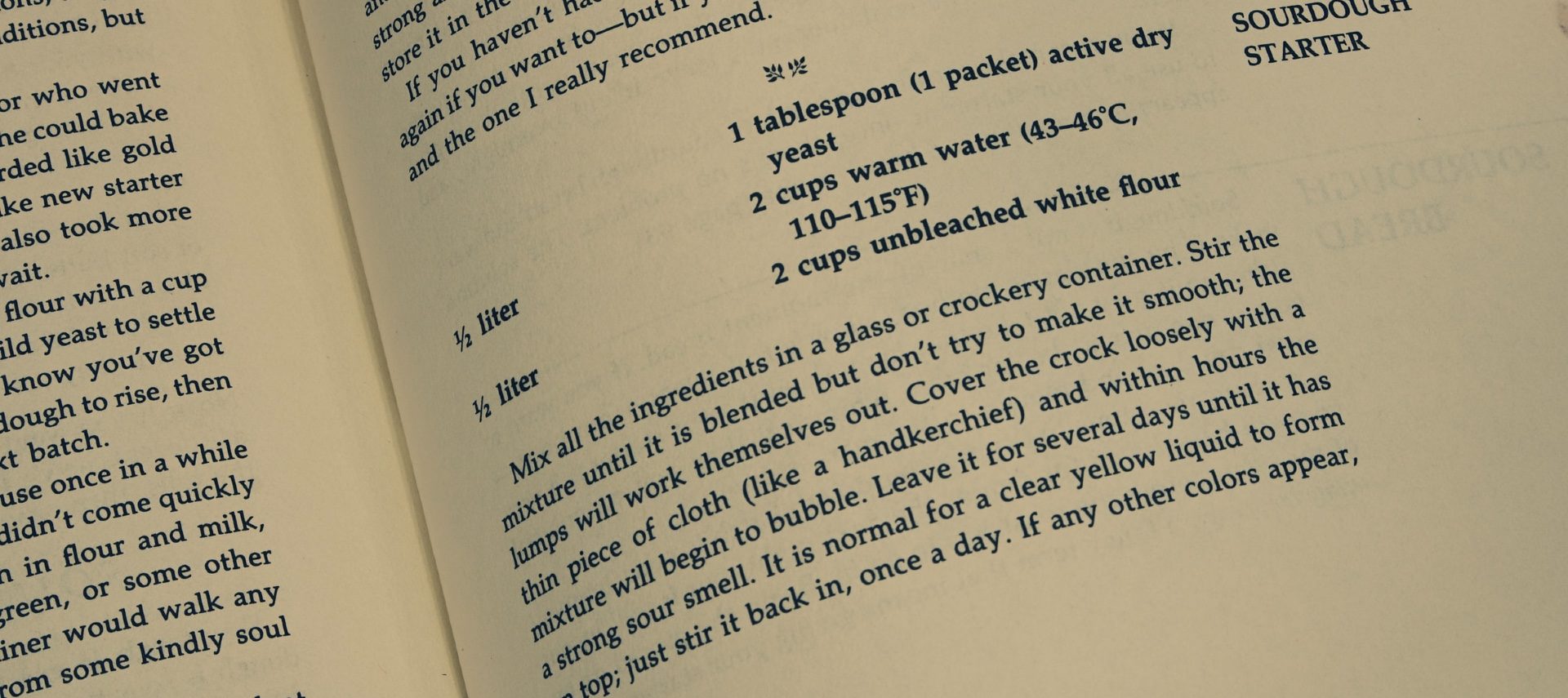 Black text on cream paper from an open recipe book.