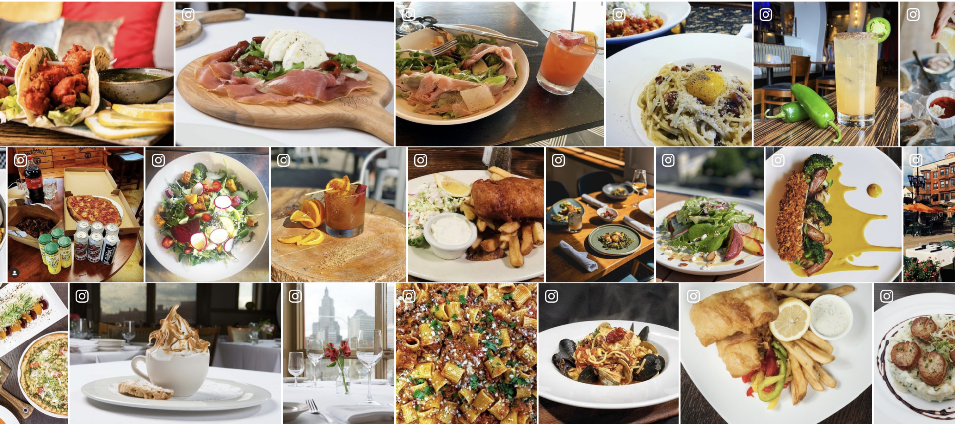 A collage of delicious restaurant offerings.