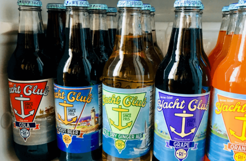 A colorful assortment of locally bottled Yacht Club Soda.